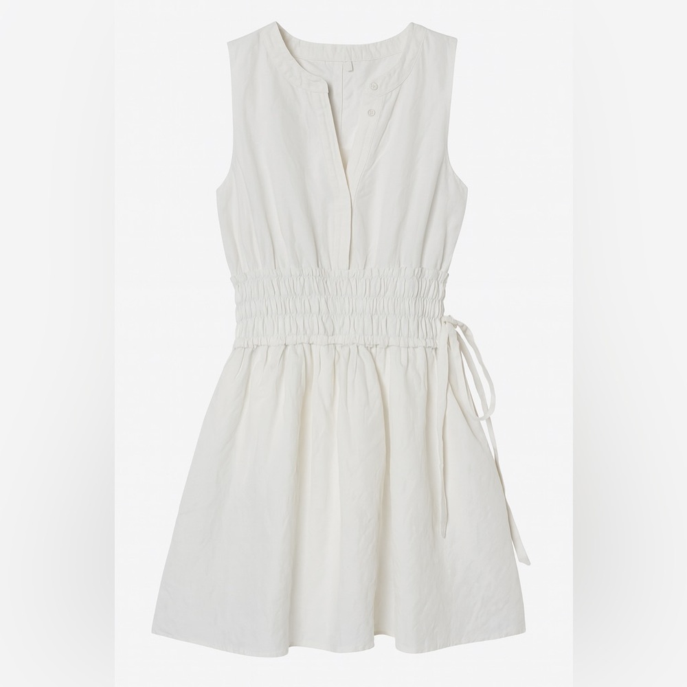 Tanya Taylor white sleeveless cinched waist mini dress